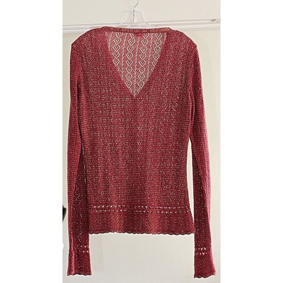 CP Shades - Pointelle Cardigan - Lurex Metallic Knit, Red, sz S - Picture 8 of 11